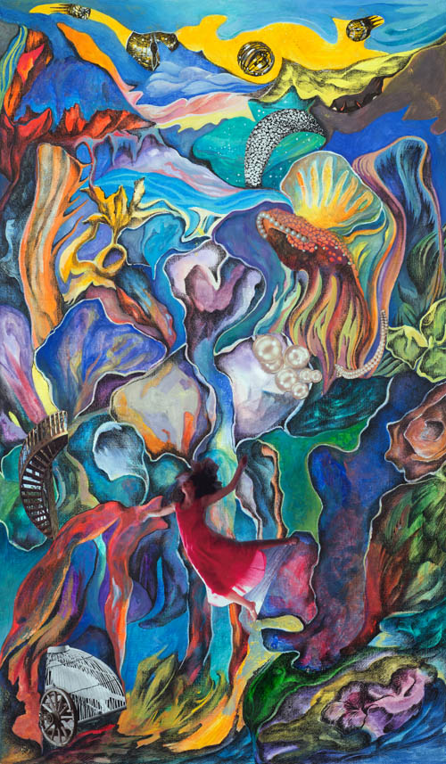 Nino Japaridze - The World (Le Monde) - Japaridze Tarot - 2012-2013 mixed media painting